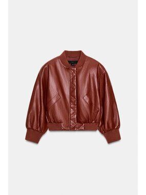 ZARA FAUX LEATHER SHOULDER PAD BOMBER JACKET